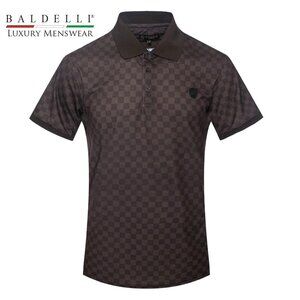 Baldelli luxury polo shirt in with a classic  check design - Brown
